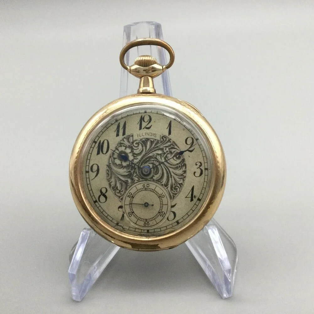 1916 Illinois Grade 403 Pocket Watch Men 46mm Gold Filled 15J Manual Wind Runs